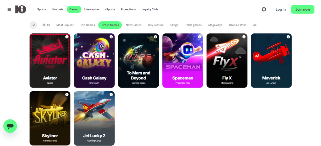10Bet Casino Crash Games
